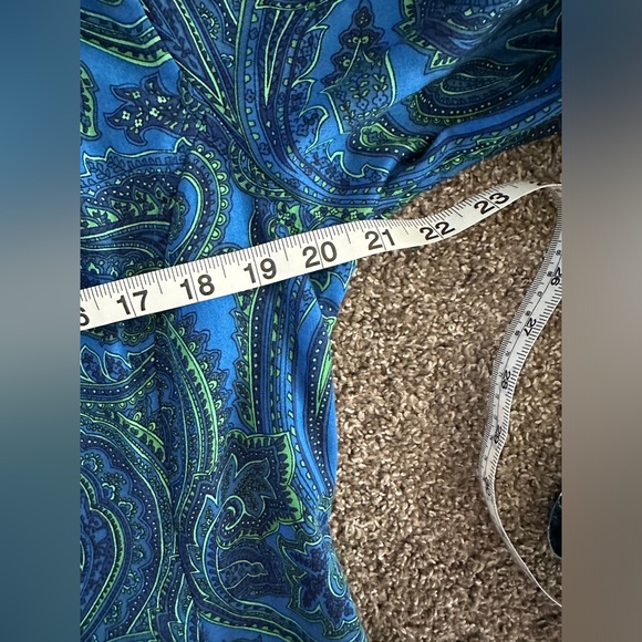 Liz Claiborne long sleeve paisley dark blue deep color pattern fun cuff pattern - Picture 7 of 13